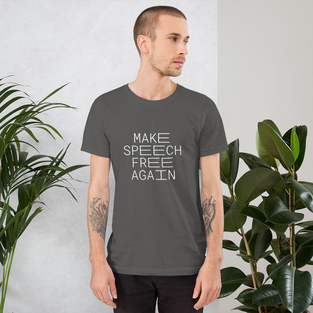 Make Speech Free Again (white print, Unisex)